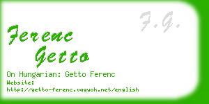 ferenc getto business card